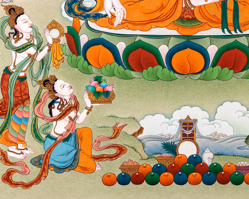White Tara With Amitabha Buddha Painting | Bodhisattva Art Of Long Life