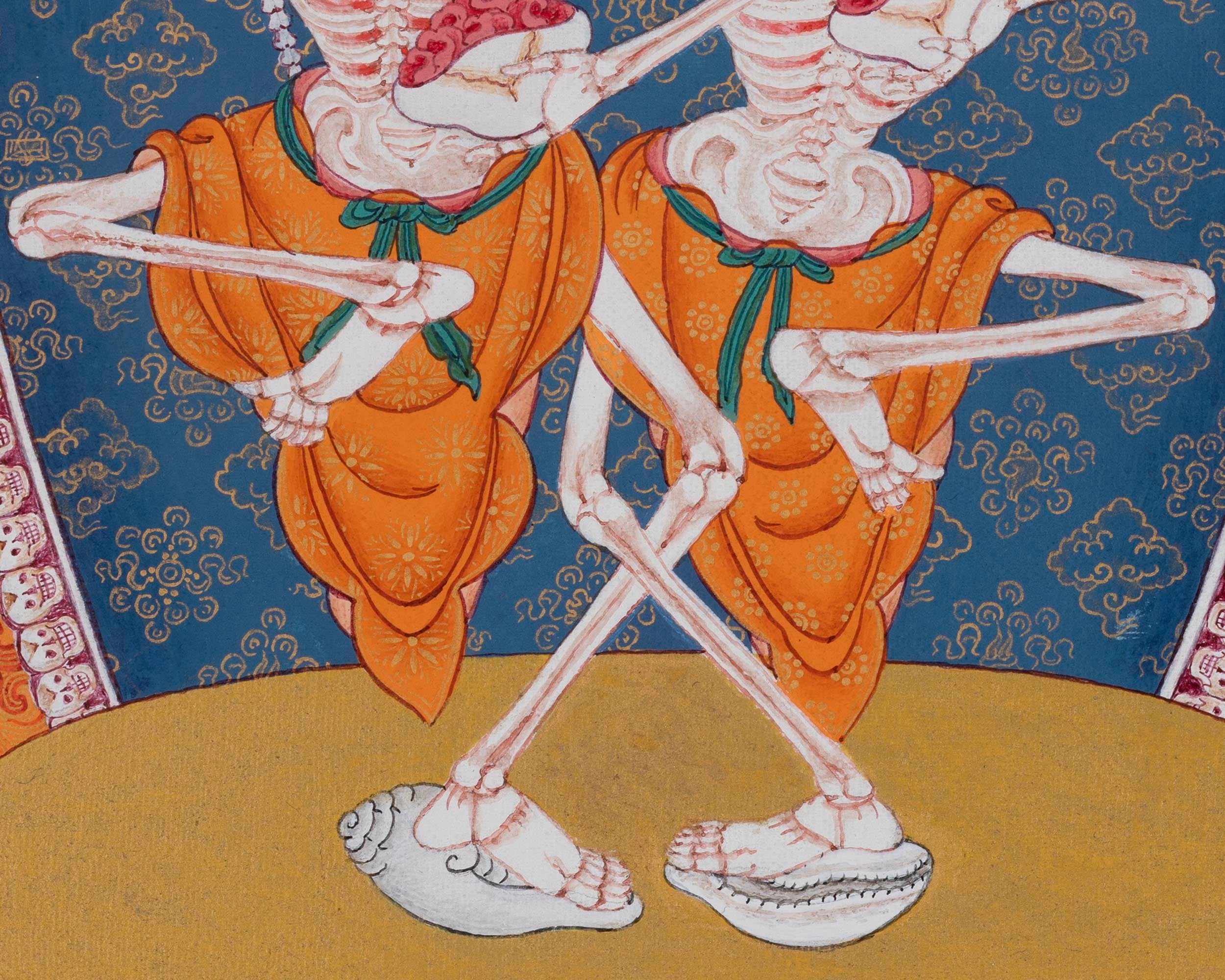 The Dancing Couple Citipati Thangka | Wrathful Lord of Charnel Ground