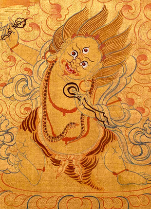 Gold Manjushree Thangka | Hand Painted Bodhisattva Art