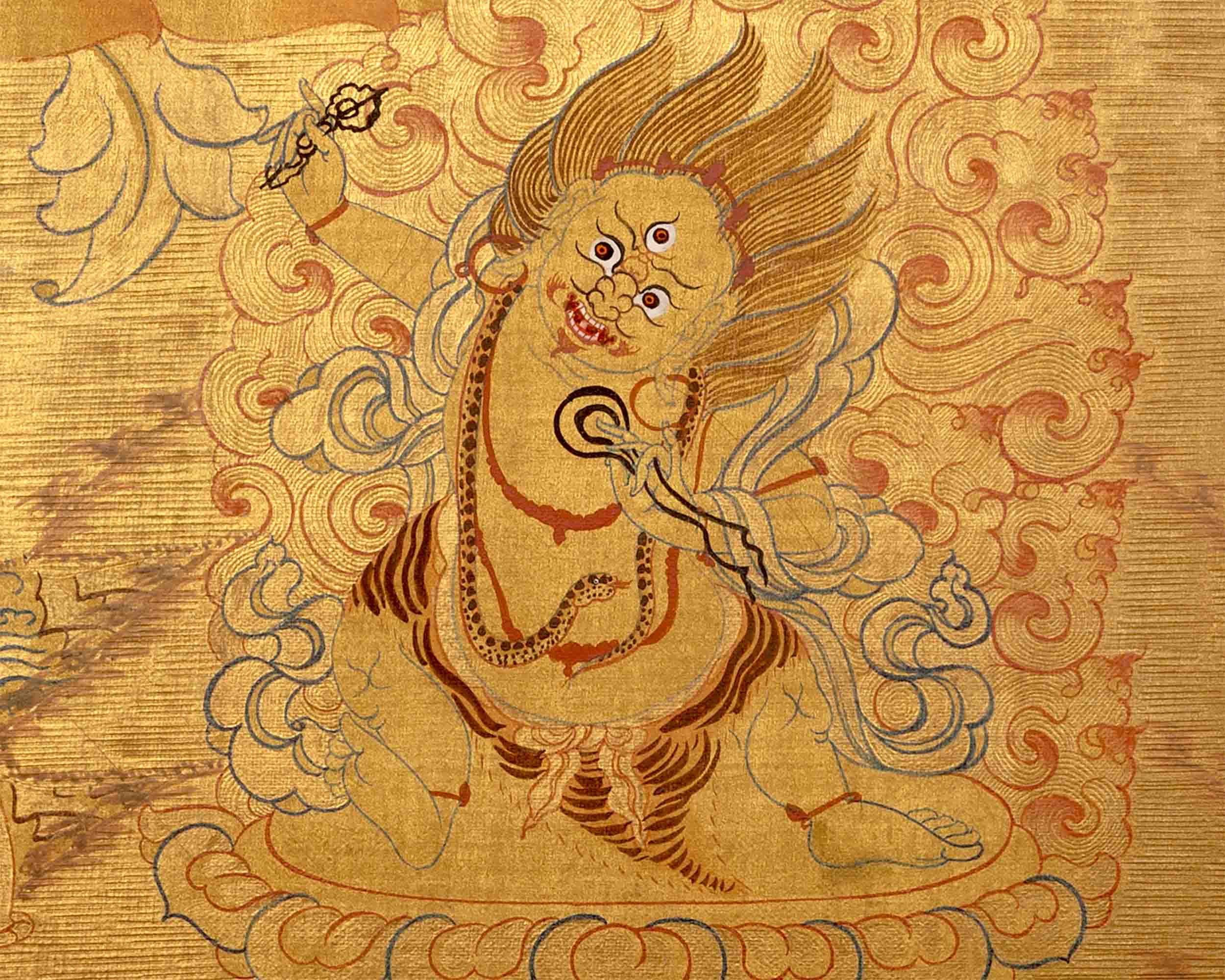 Gold Manjushree Thangka | Hand Painted Bodhisattva Art