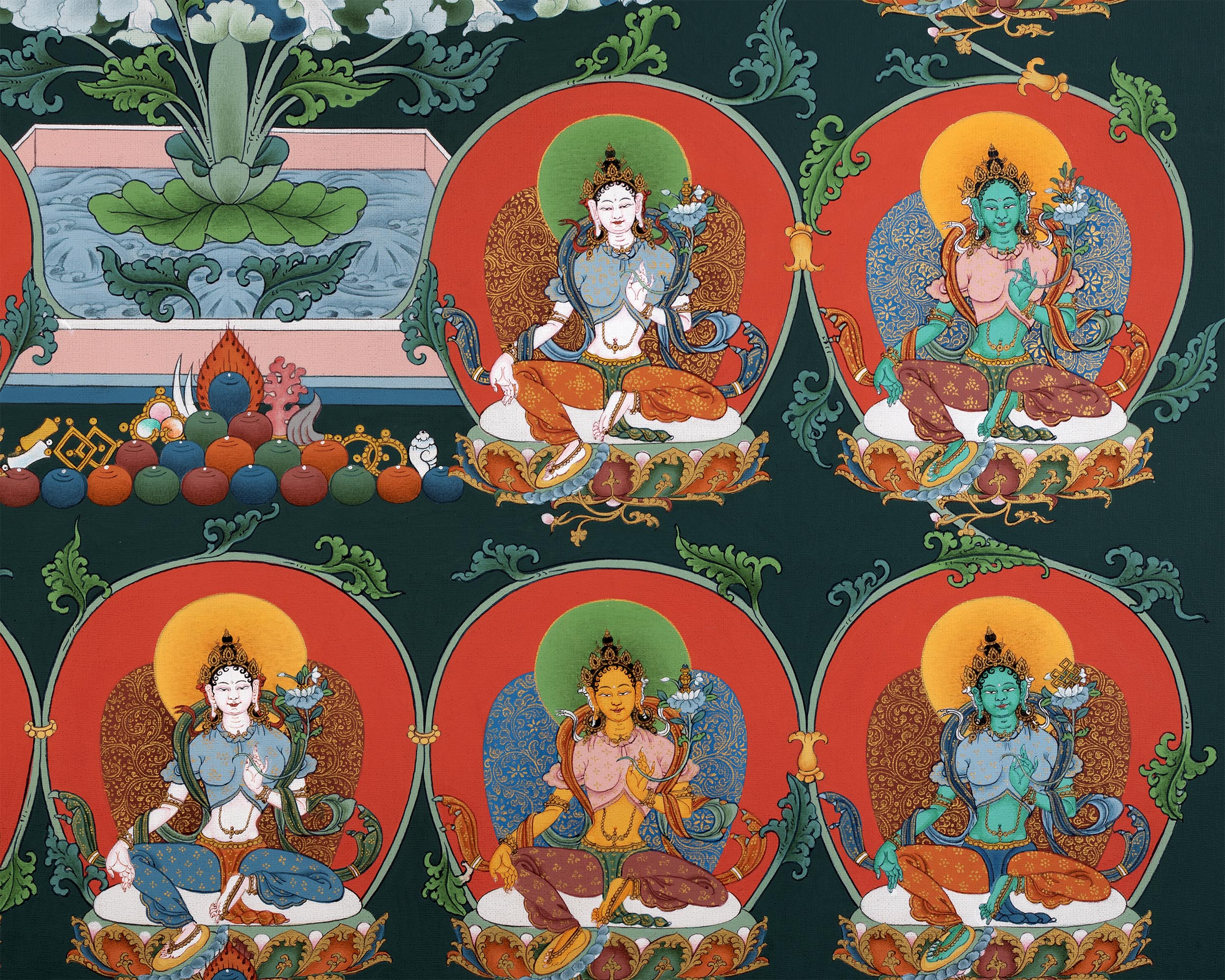 21 Taras | Hand painted Tibetan Thangka
