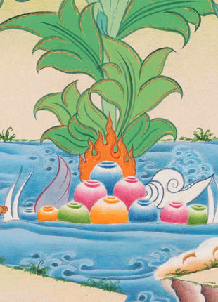 Healing Female Deity | Green Tara Thangka | Wall Decors