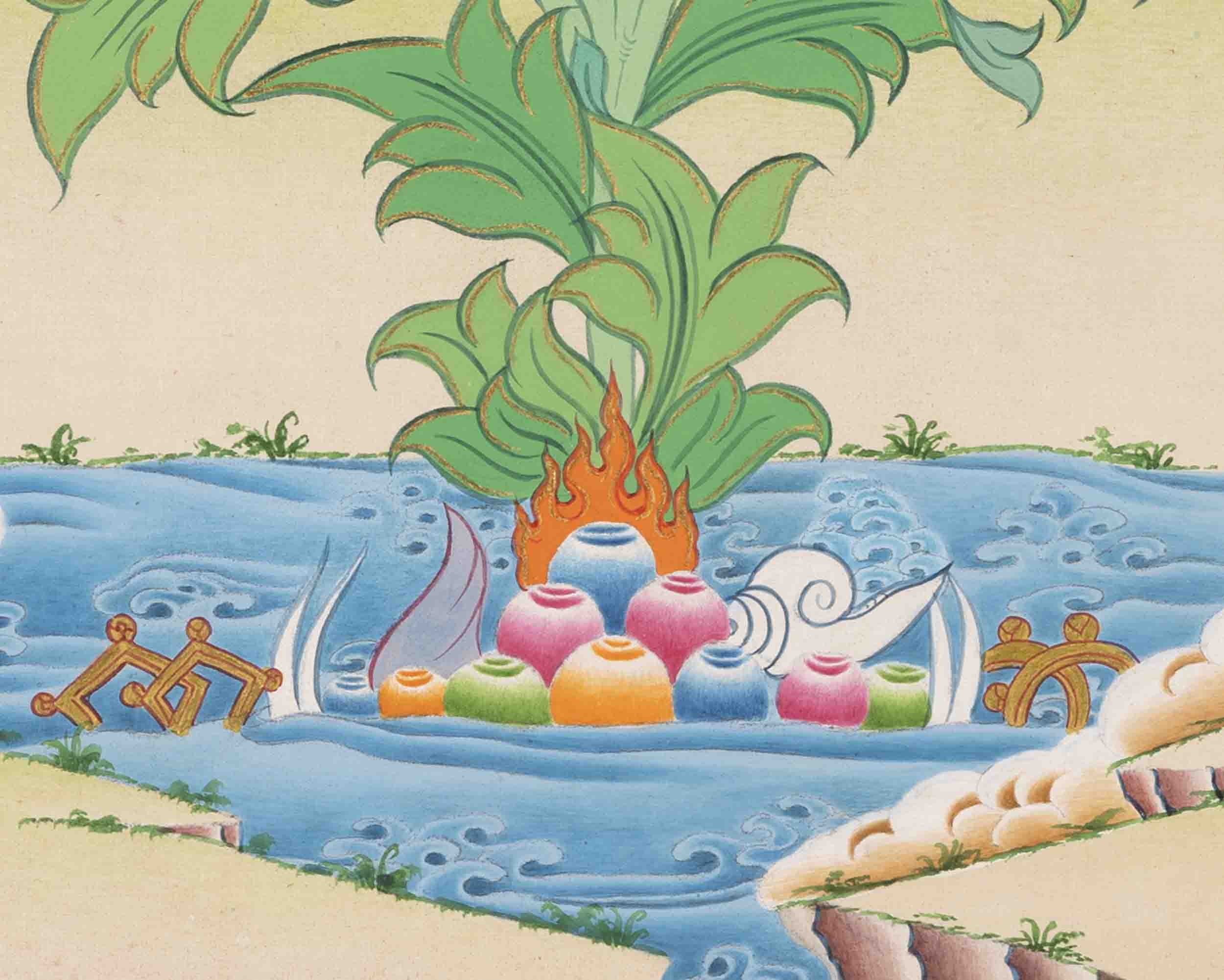 Healing Female Deity | Green Tara Thangka | Wall Decors