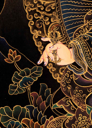 Small Gold on Black Thangka of Guru Rinpoche