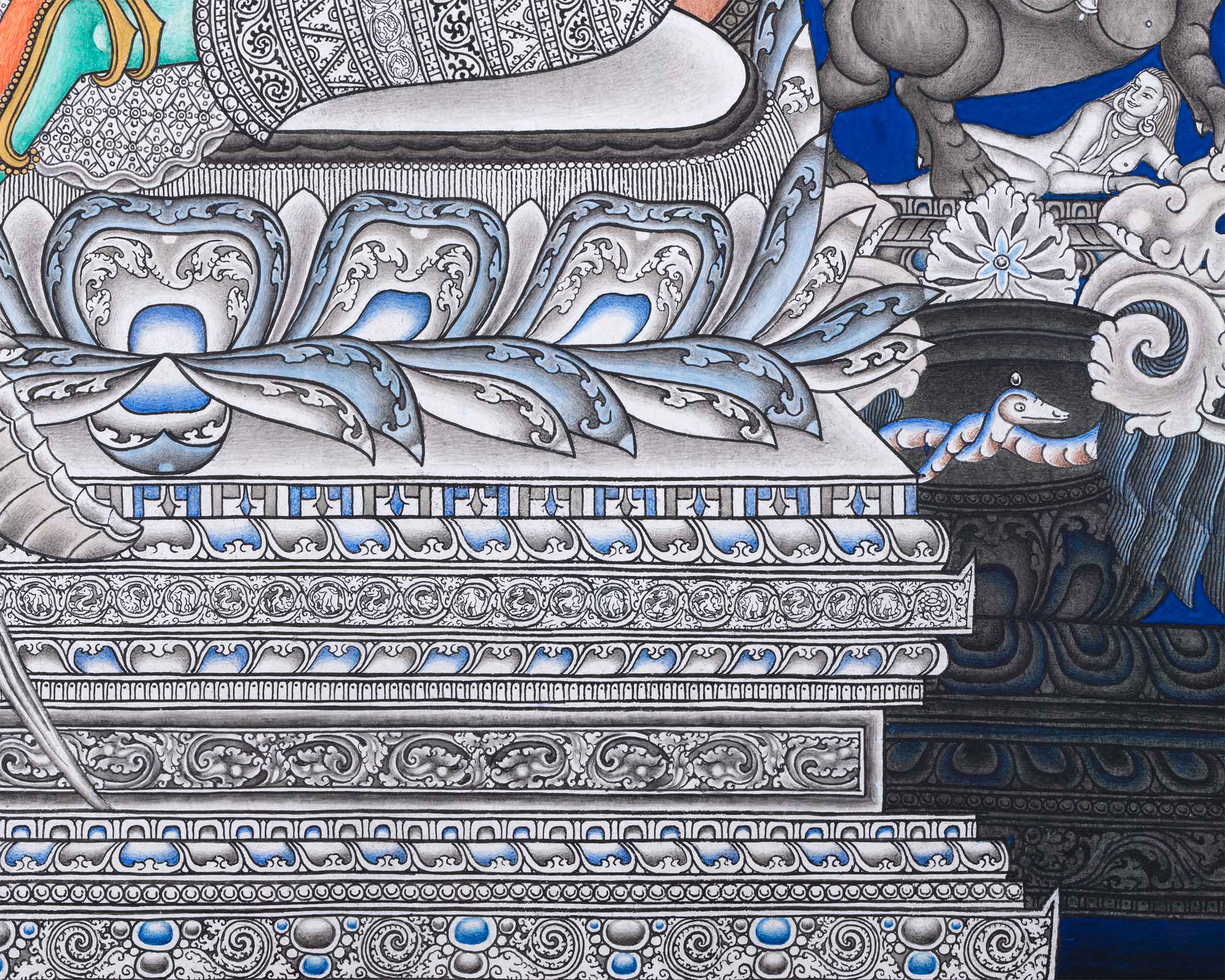 High- Quality Green Tara Guru Nepali Print | Mother Tara Nepali Painting For Home Decoration