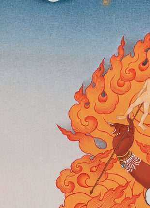 Digital Print On Cotton Canvas For Ekajati Mantra Practice | Ekajati With others Dorje Legpa & Rahula Thangka Print
