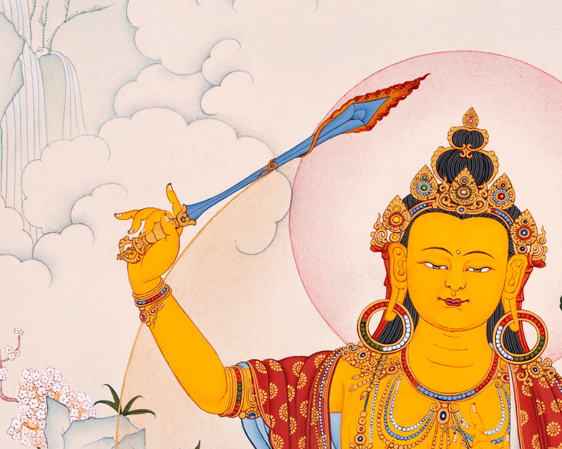 Wisdom Buddha Manjushri, Tibetan Thangka Art