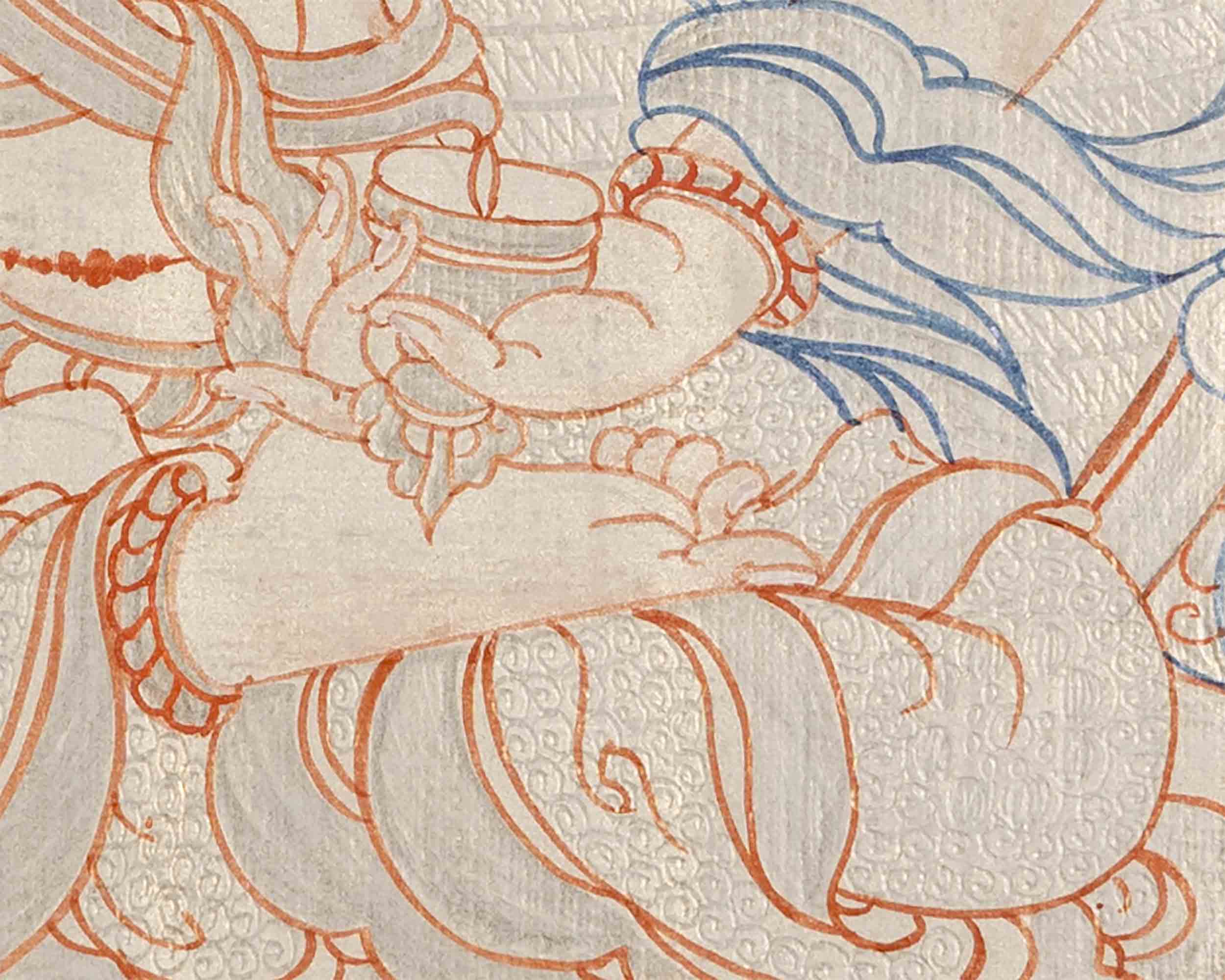 Silver Vajrasattva Thangka | Religious Wall Decoration
