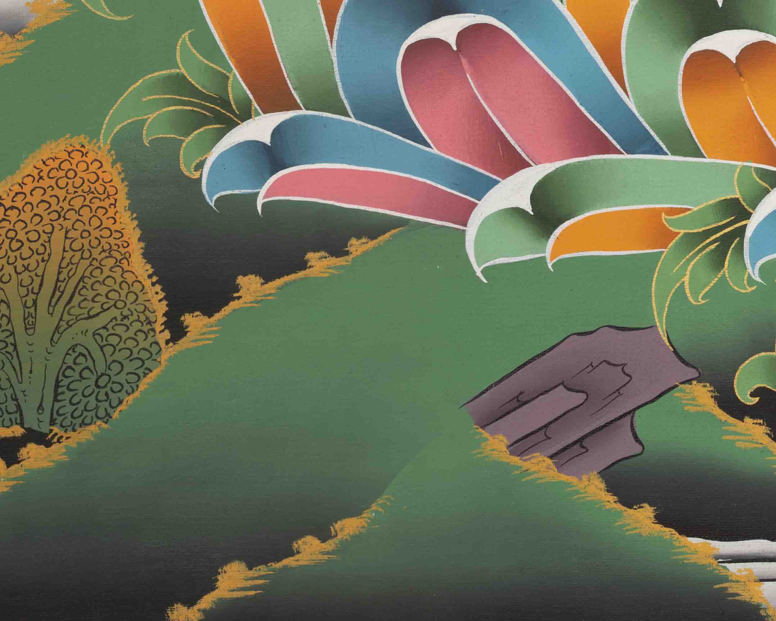 Red Amitayus Buddha | Buddhist Traditional Thangka | Gift For Buddhist