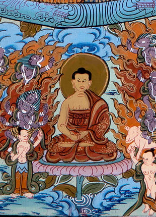 Hand-Painted Mandala Thangka With Brocade | Wall Decor Painting