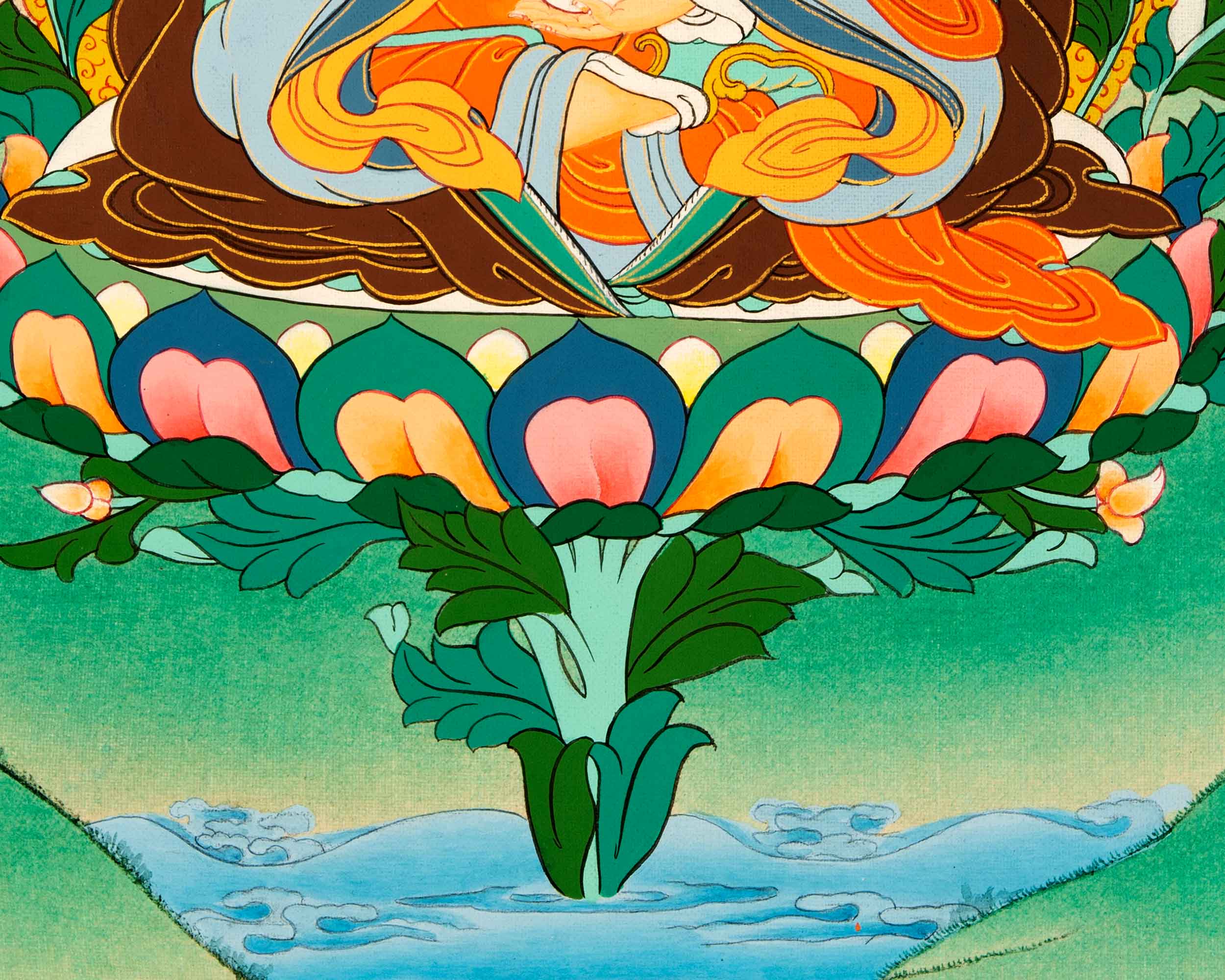 Tibetan Guru Rinpoche Painting | Small Thangka of Guru Padmasambhava