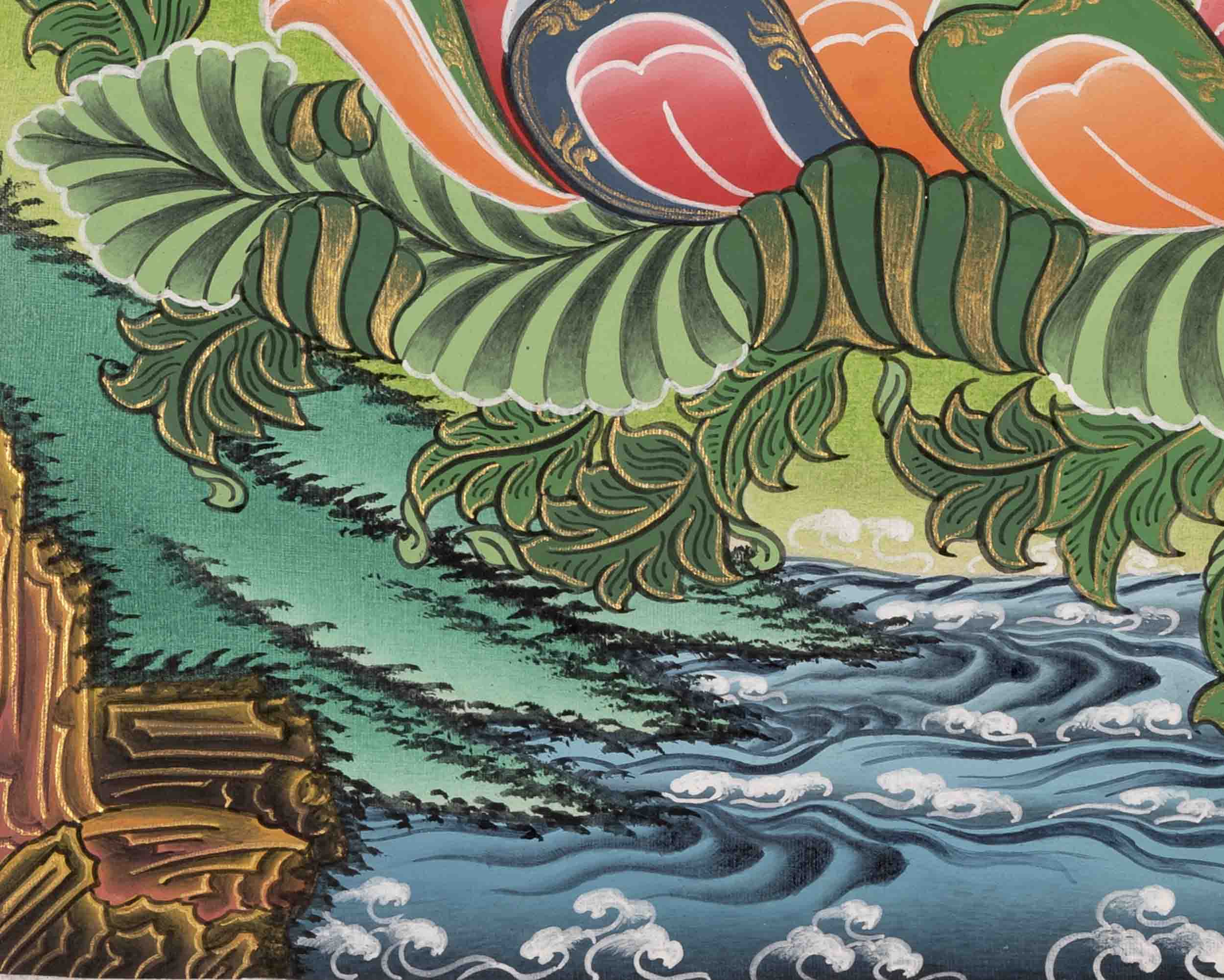Avalokiteshvara Chengrezig | Bodhisattva Of Compassion | Traditional Tibetan Paint