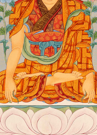 Guru Longchenpa Mantra Thangka With Jigme Lingpa and Vimalamitra | Hand-painted Buddhist Guru Art