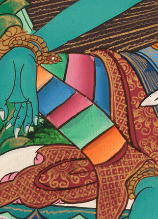 Green Tara Thangka | Religious Buddhist Art | Wall Hanging Painting