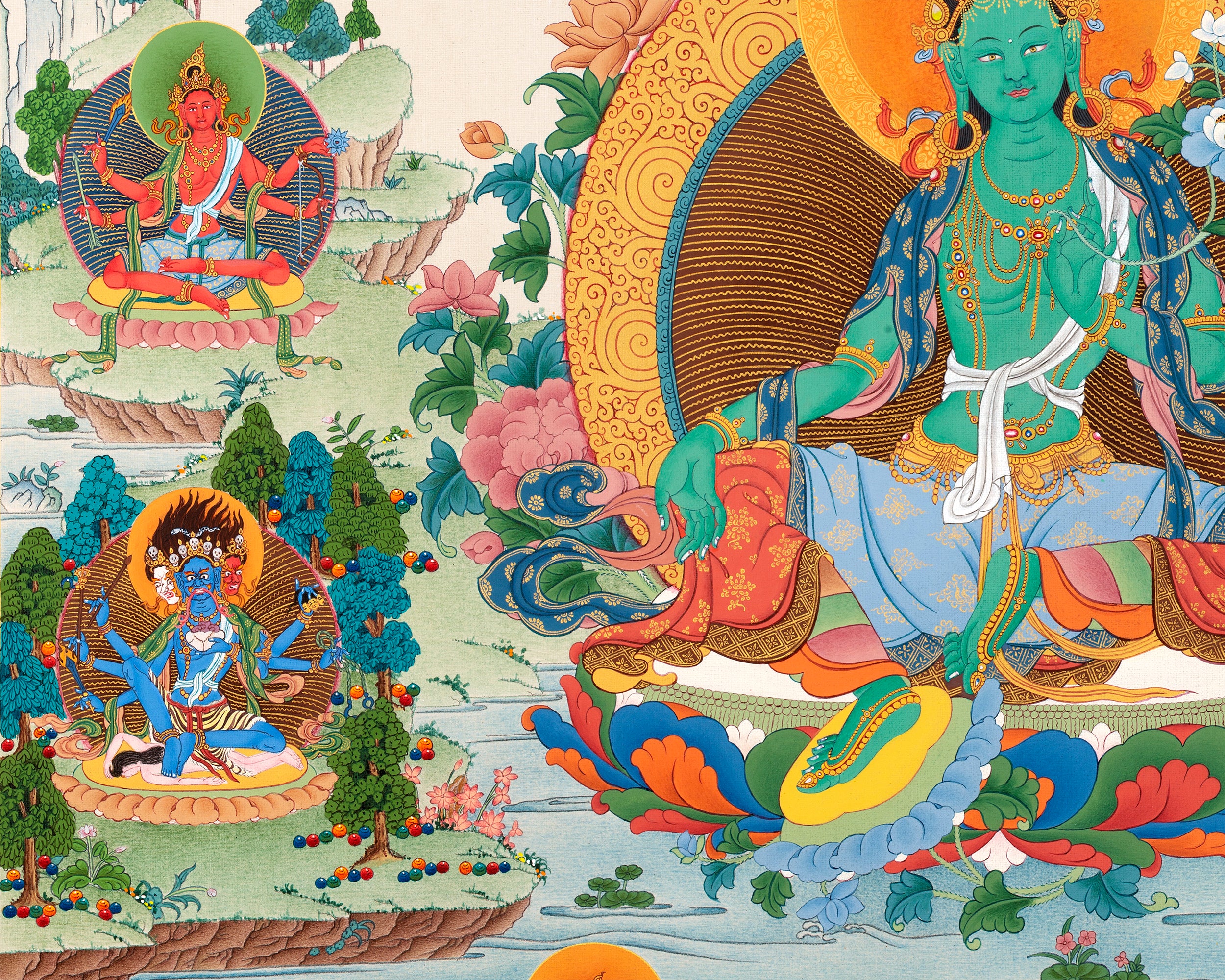 21 Tara of Suryagupta Tradition, Tibetan Thangka