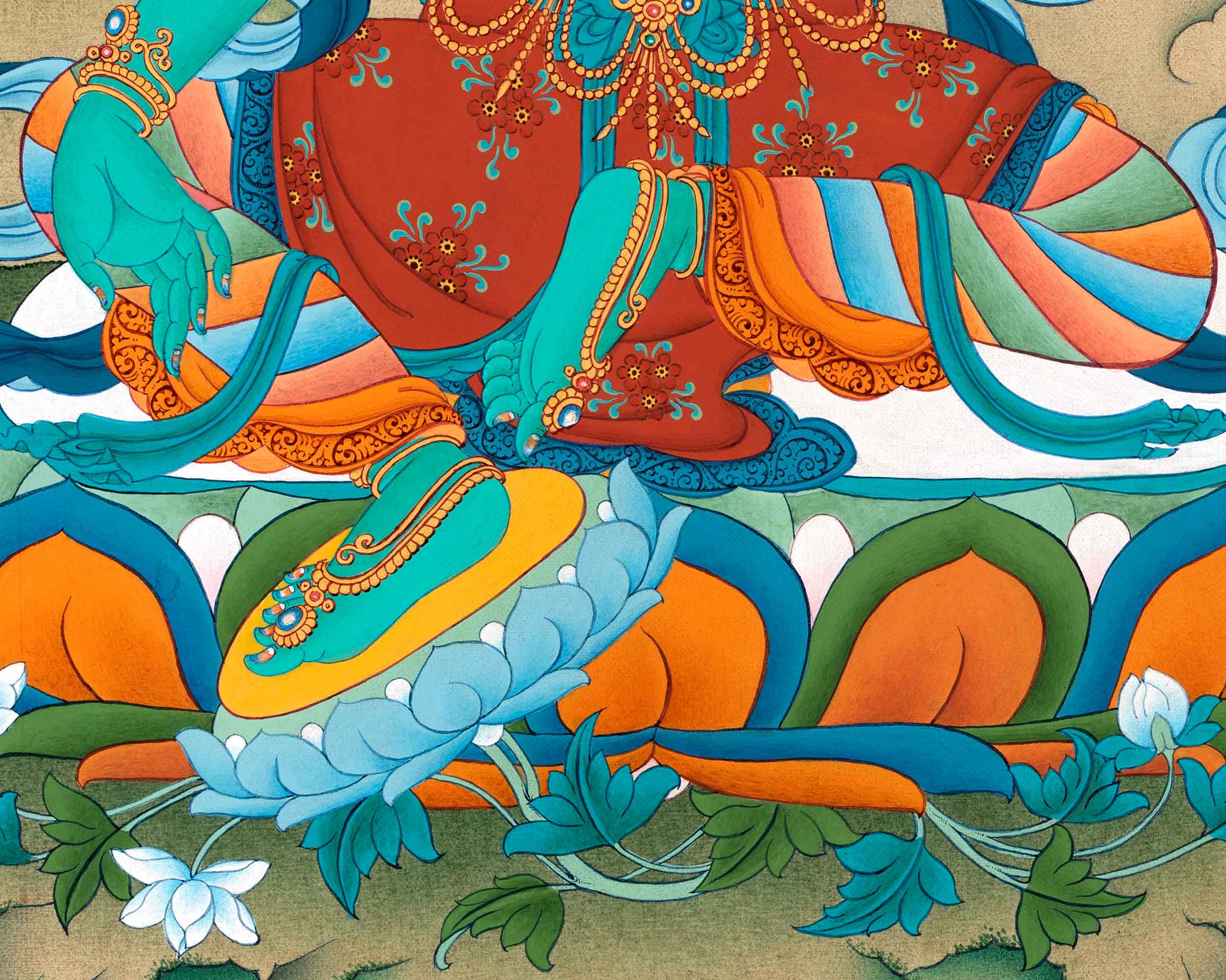 Green Tara Meditation Thangka | Deity of Compassion | Tibetan Art
