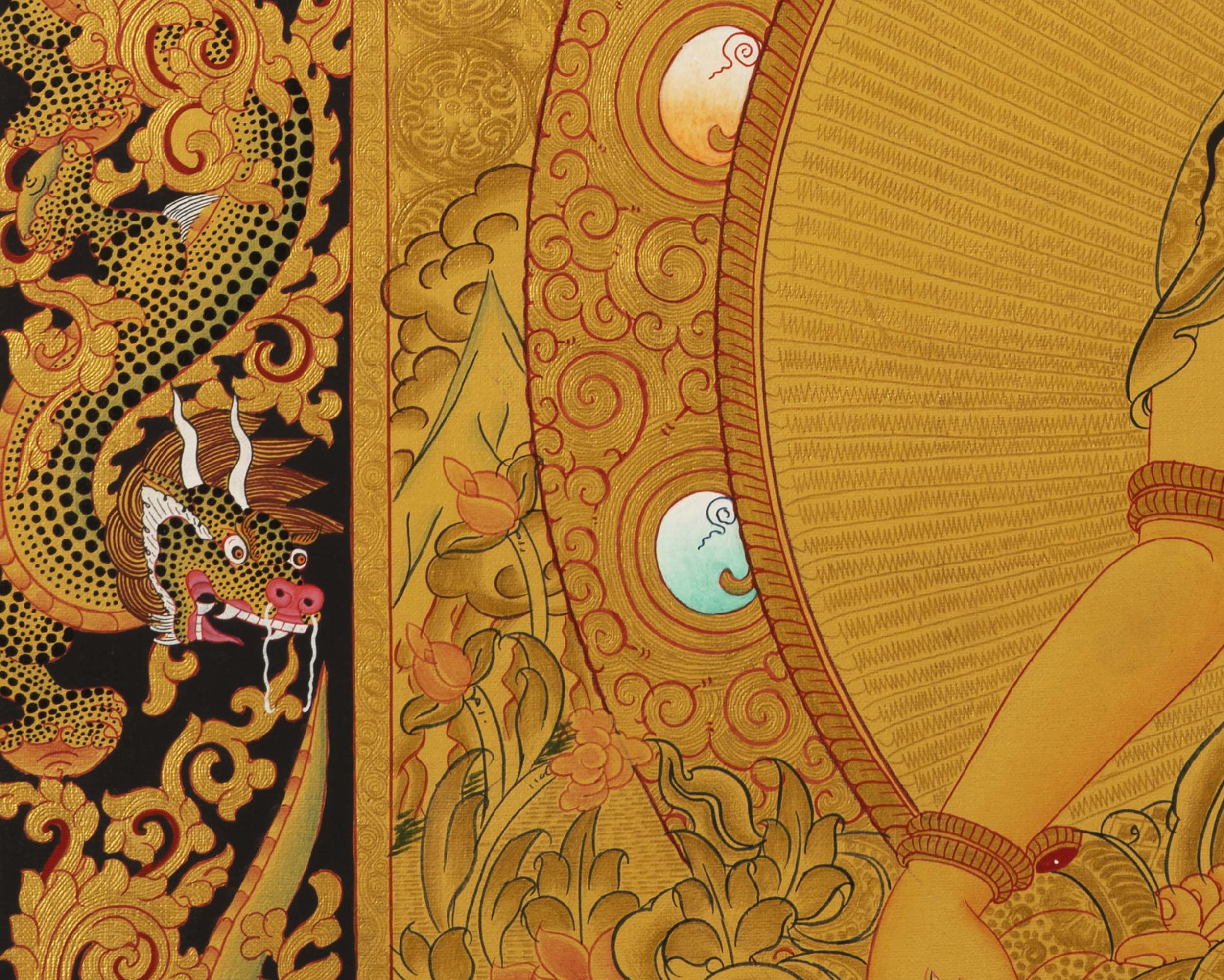 Medium Size White Tara | 24k Gold Painted Bodhisattva Painting