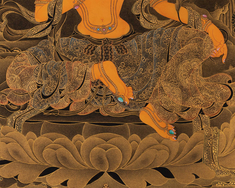Acrylic Bodhisattva Manjushri Thangka | Tibetan Buddhist Art