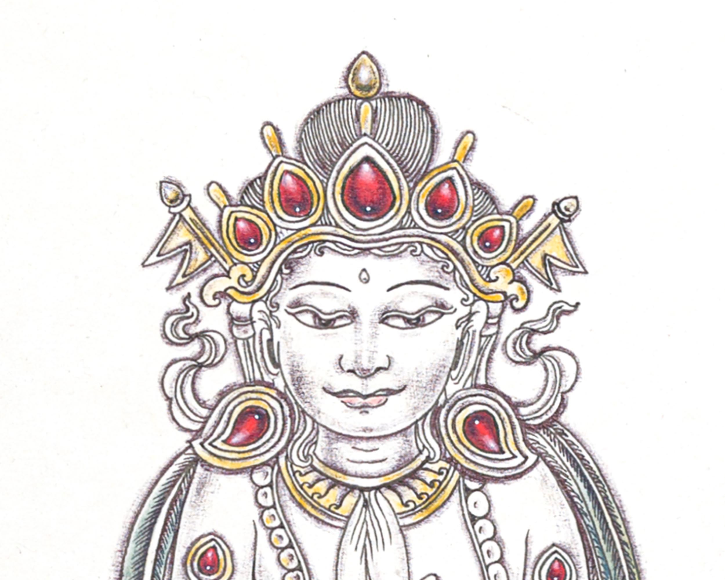 High-Quality Candle Dhale Thangka Print | Candle Stand Thangka Print for Enlightened Reflection