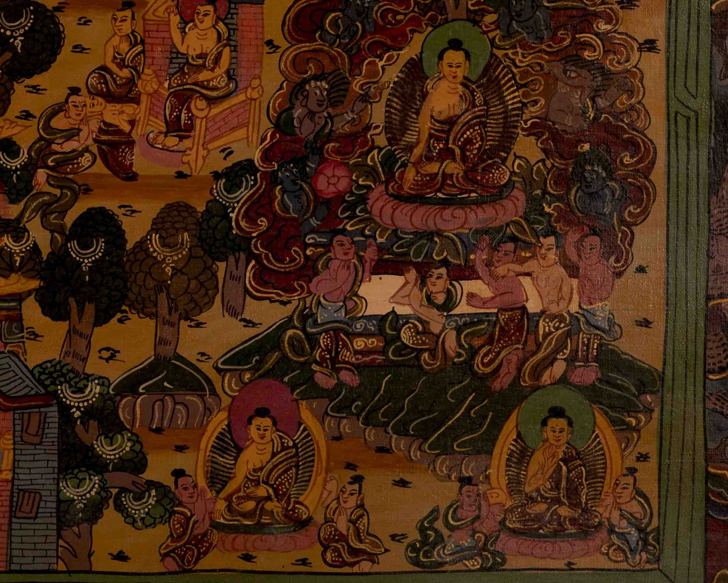 Oil Varnished Buddha life Story | Wall Decoration Painting
