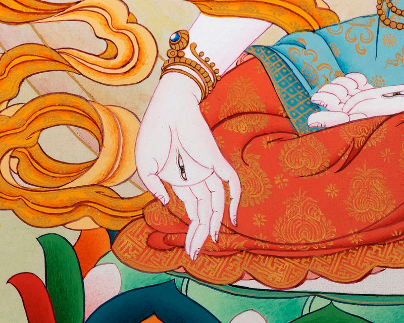 White Tara Symbolism Thangka | Hand-Painted Tibetan Tara Buddhism Art