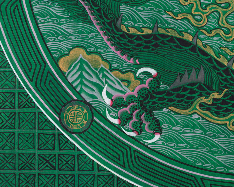 Dragon Thangka | Traditional Tibetan Painting | Wall Hanging Decoration