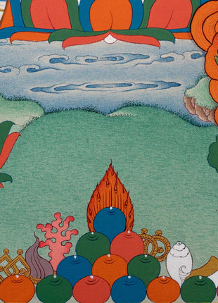 1000 Armed Chenrezig With Manjushri, Vajrapani and Amitabha | Thangka Print