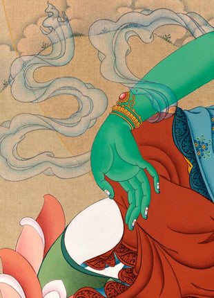 Large Green Tara Deity Painting | Handmade Tara Thangka