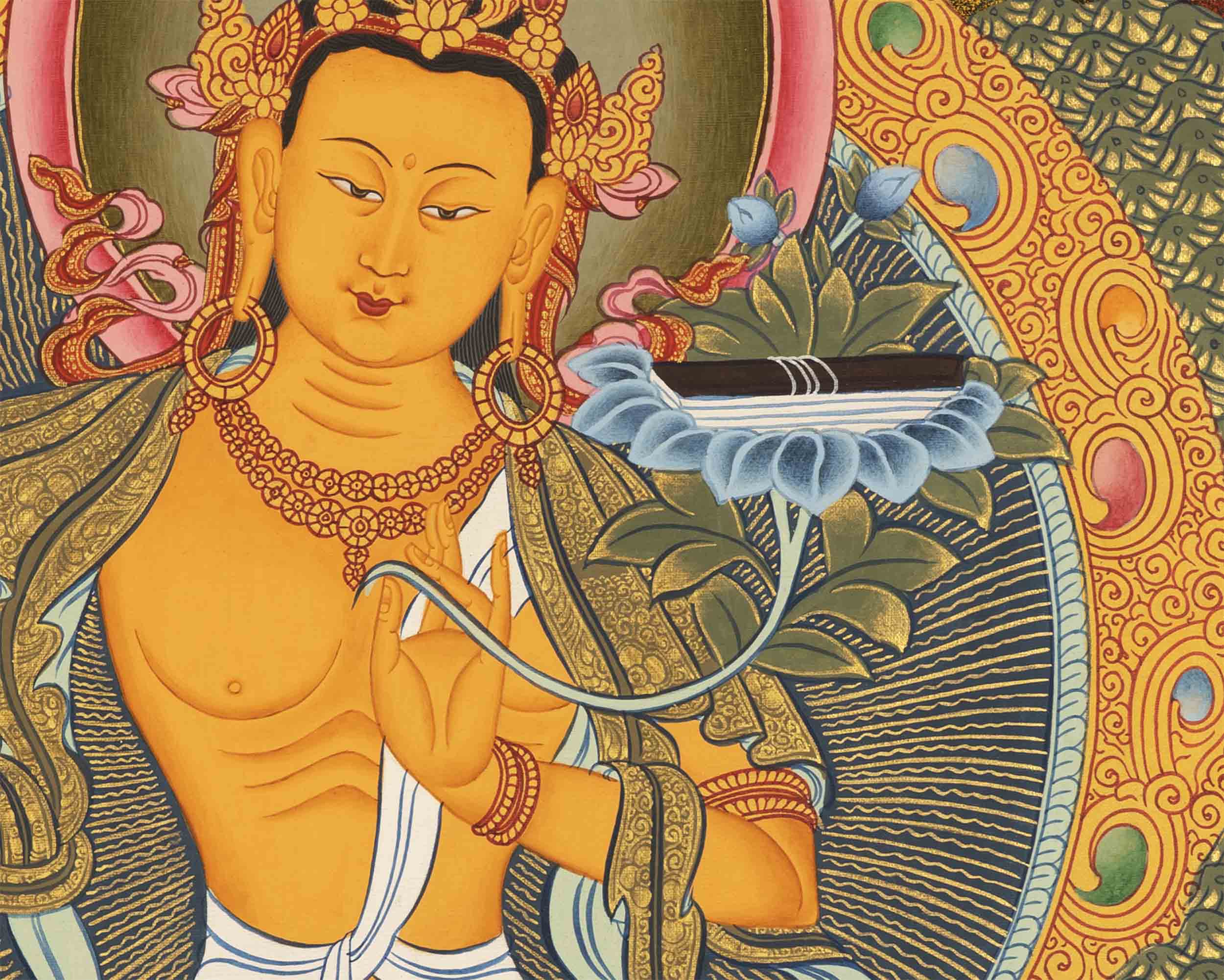 Unique Manjushree Thangka | Religious Wall Hanging Art