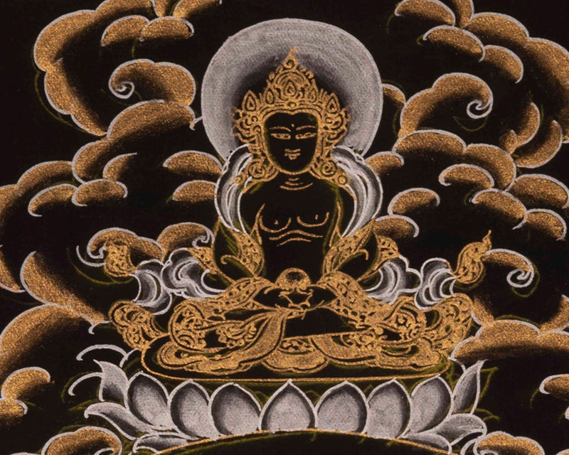 Buddha Shakymuni Thangka | 24K Gold Painted Art