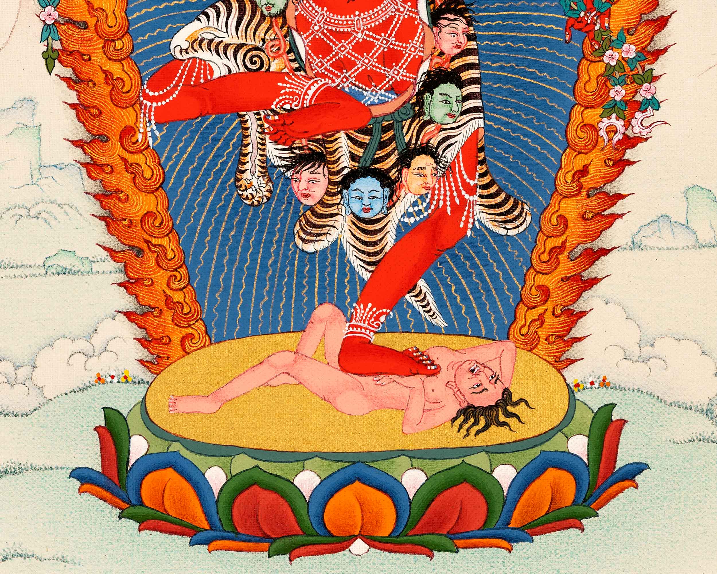 Small Kurukulla Thangka, Traditionally Hand Painted Buddhist Dakini