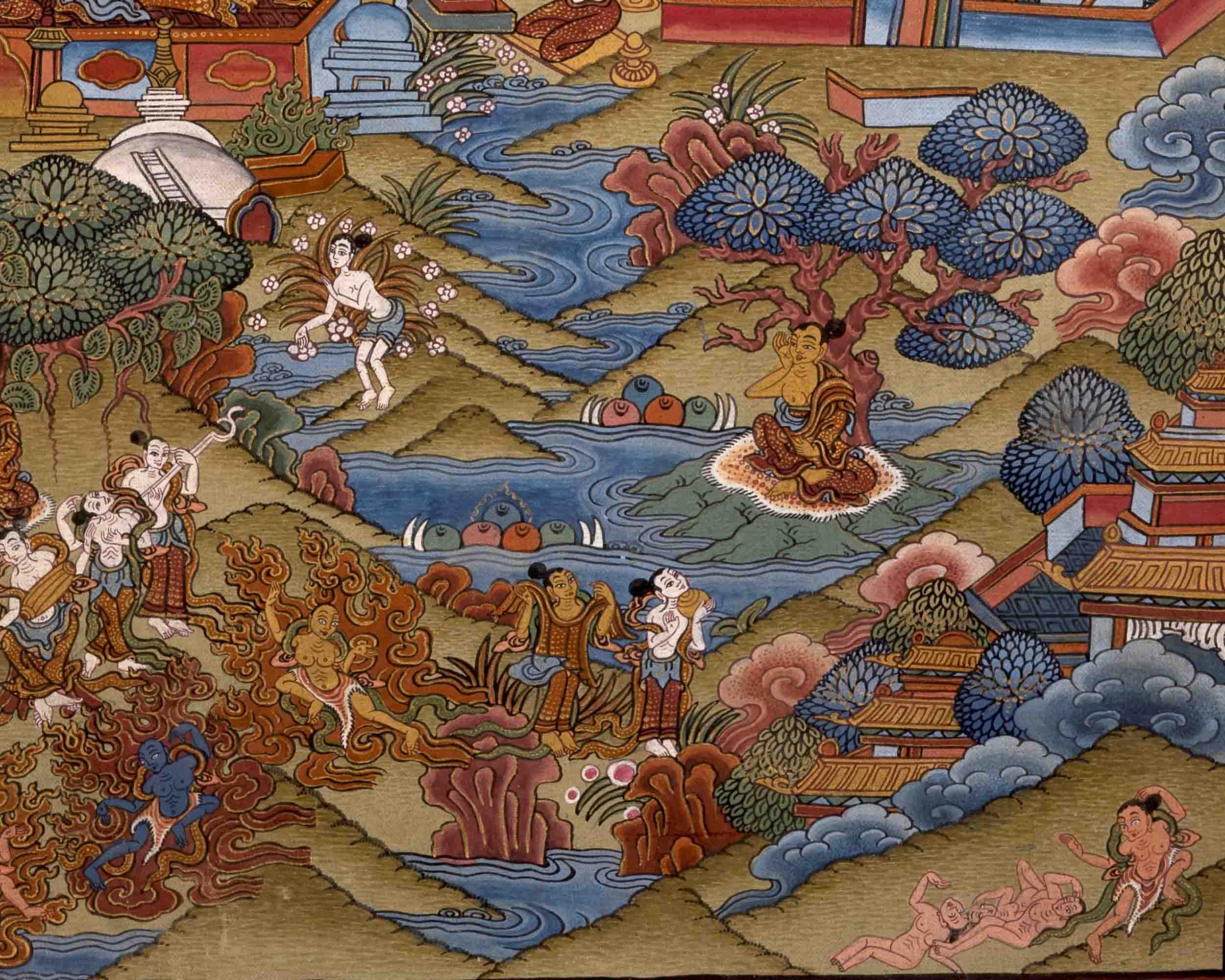 Vintage Buddha life Story Thangka | Wall Decoration Painting