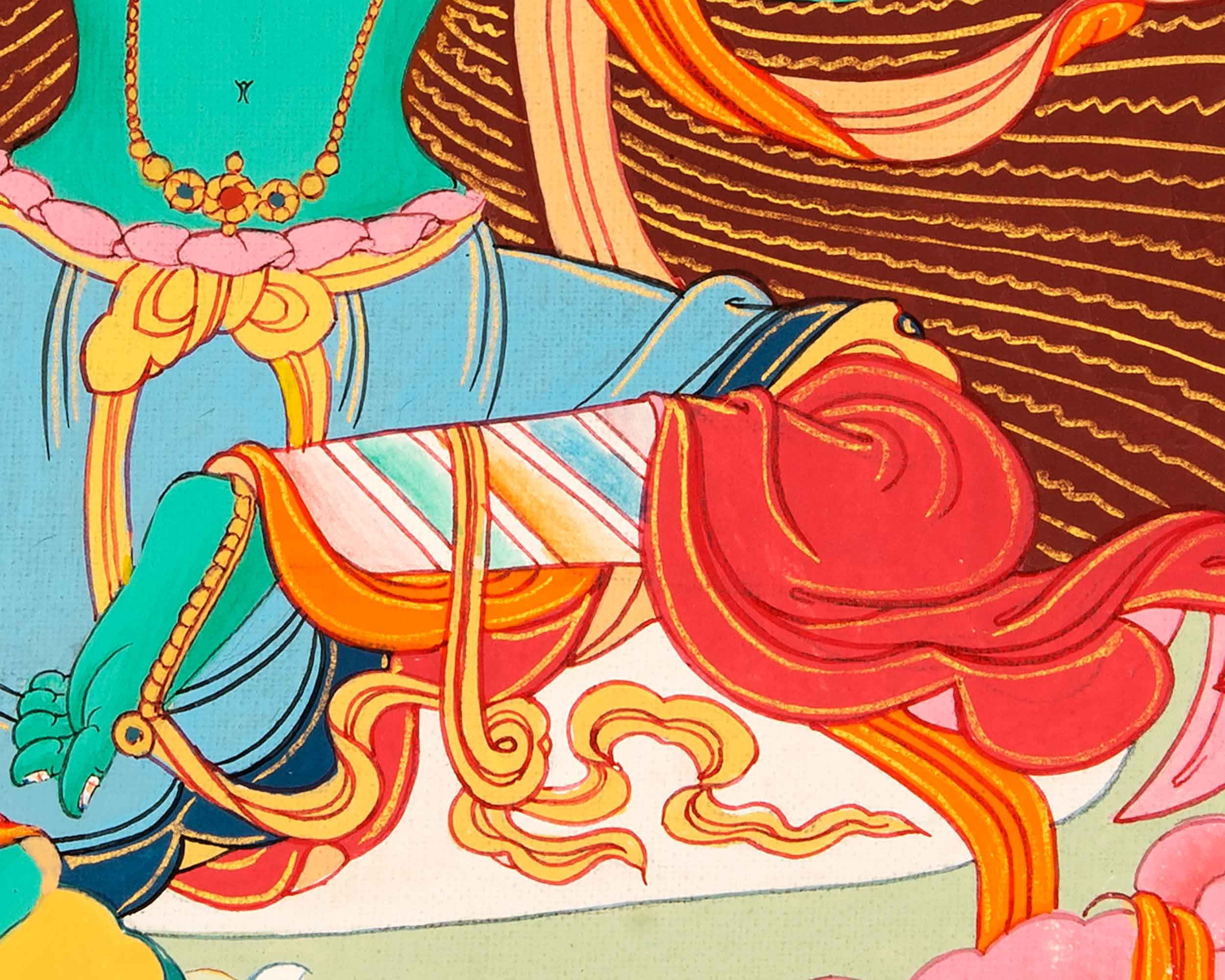 Green Tara Buddhist Thangka | Genuinely Hand Painted with 24k Gold