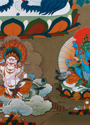 Five Jambhala Thangka | Buddhist Wealth Deities
