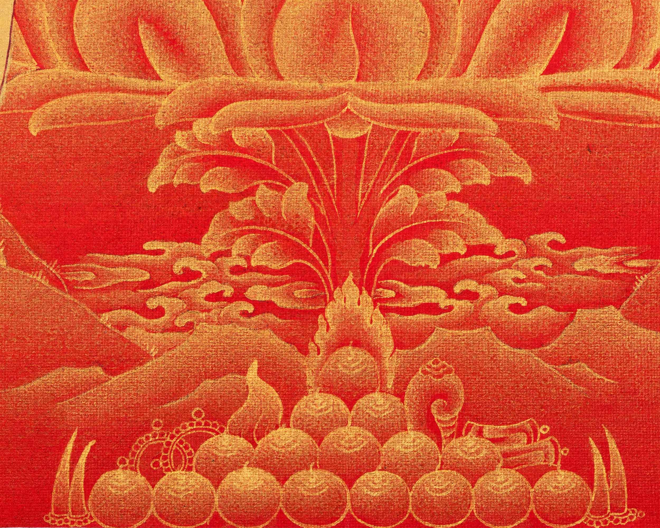 Manjushri, The Buddhist Deity Of Wisdom Thangka | Himalayan Buddhist Sacred Art For Meditation