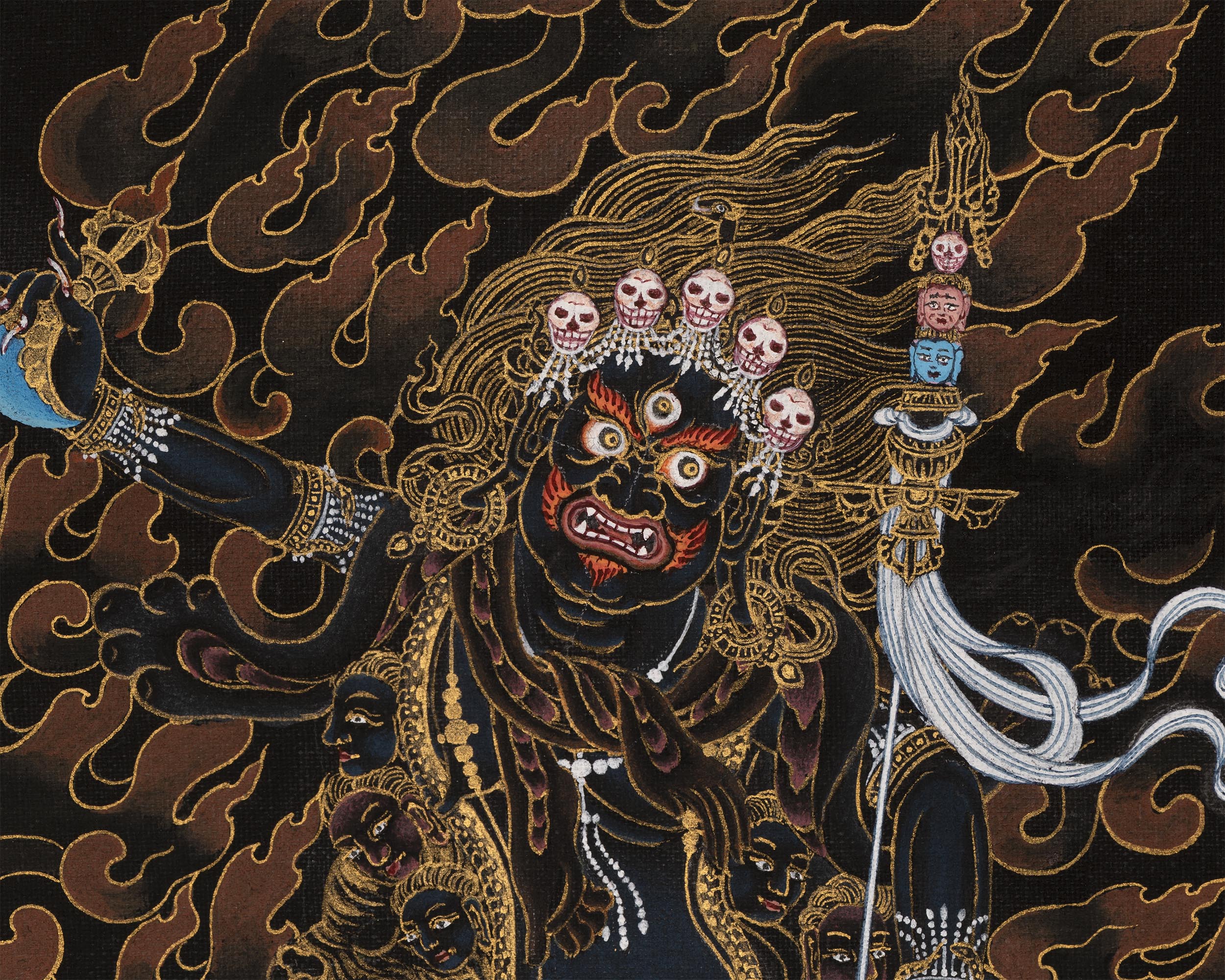 Troma Nagmo Thangka | Dakini In Black And Gold | Includes Brocade