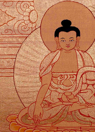 24K Gold Style Medicine Buddha Thangka | Meditation Altar