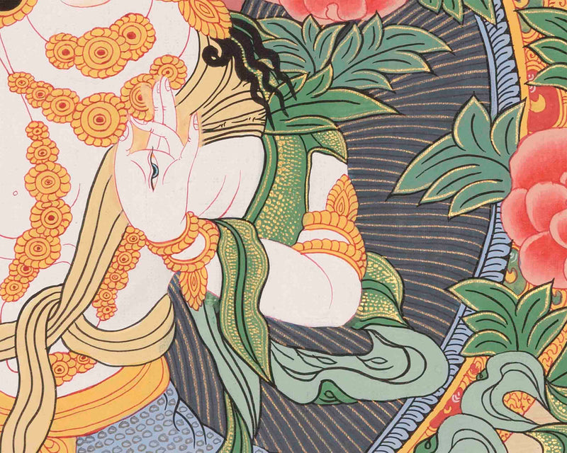 White Tara Thangka | Traditional Tibetan Art | Wall Decor