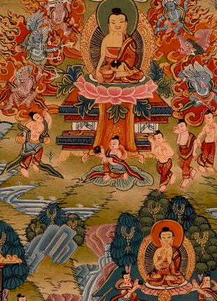 Life Story Of Shakyamuni Buddha | Traditional Tibetan Thangka | Wall Decors