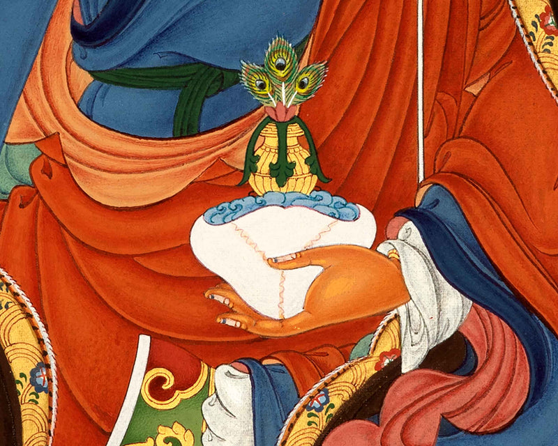 Guru Rinpoche with Consorts| Traditional Hand Painted Buddhist Art