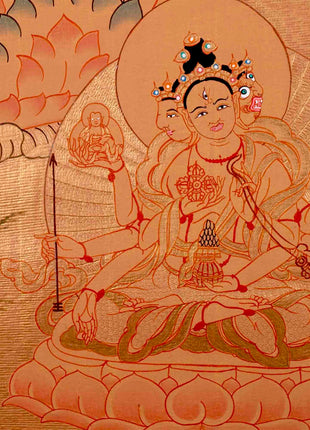 Tibetan White Tara Thangka | Wall Hanging Meditation and Yoga Art