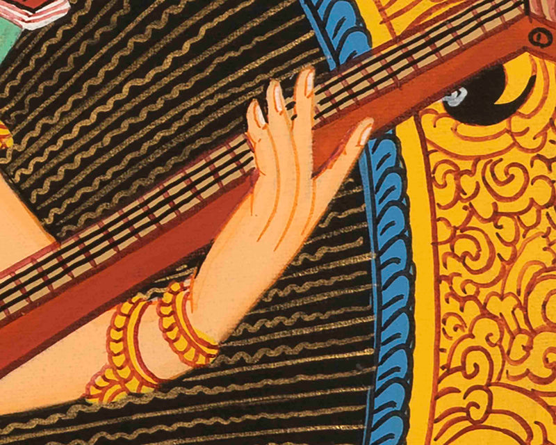 Saraswati Thangka | Lord Of Knowledge | Wall Hanging Art