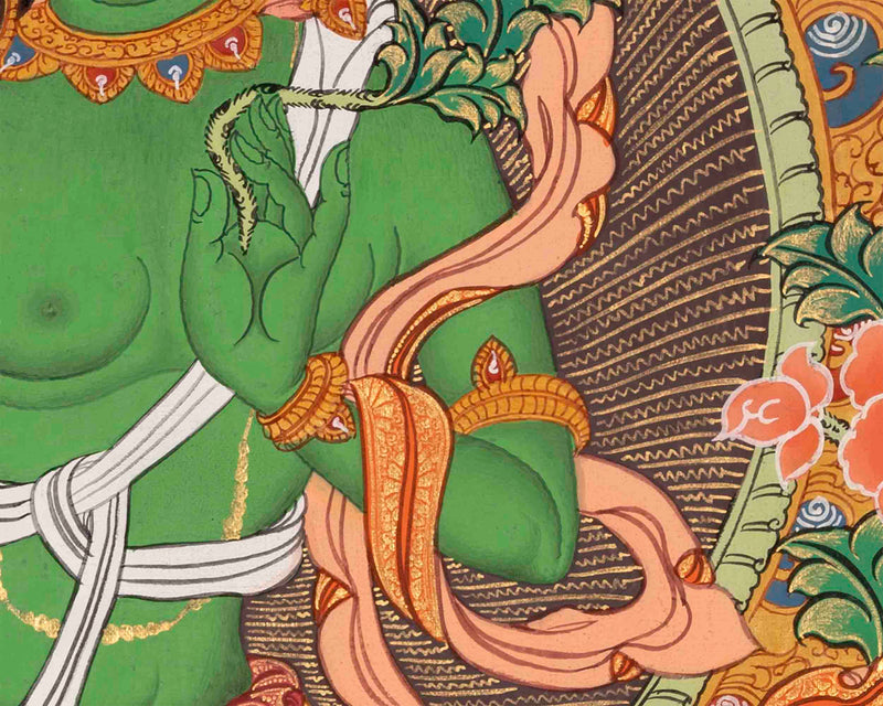Green Tara Thangka | Healing Female Deity | Religious Wall Decors