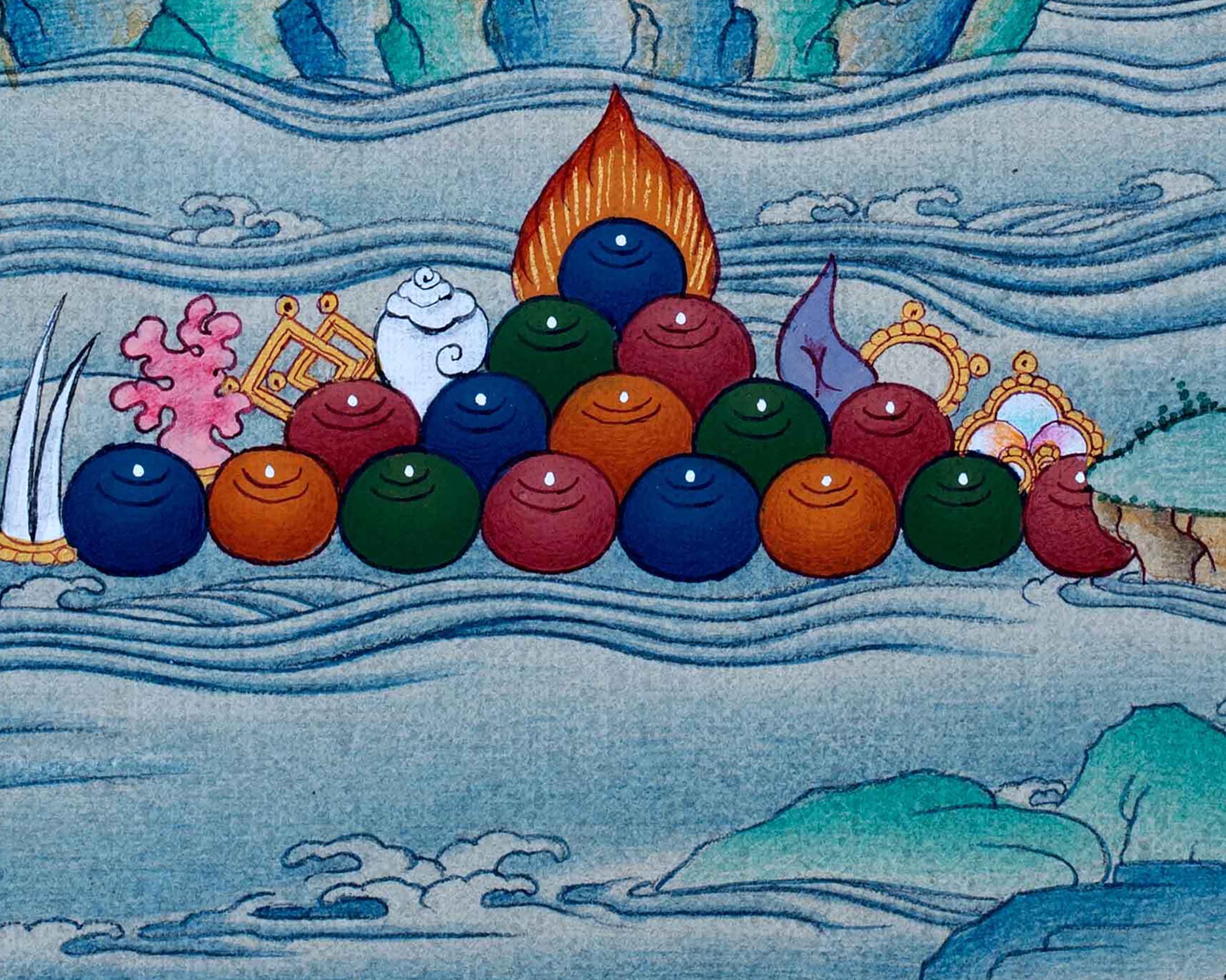 Tibetan Manjushri Thangka | Buddhism Art | 24K Gold