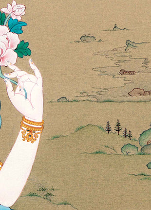 Small Avalokiteshvara Thangka | Traditionally Hand Painted 24K Gold Buddhist Painting