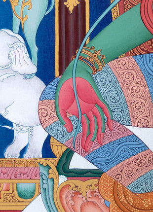 Green Tara Thangka Print, Canvas Digital Print