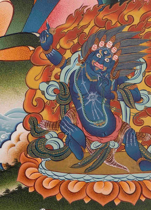 Handpainted Avalokiteshvara Chengrezig  | Yoga Meditation Canvas Art