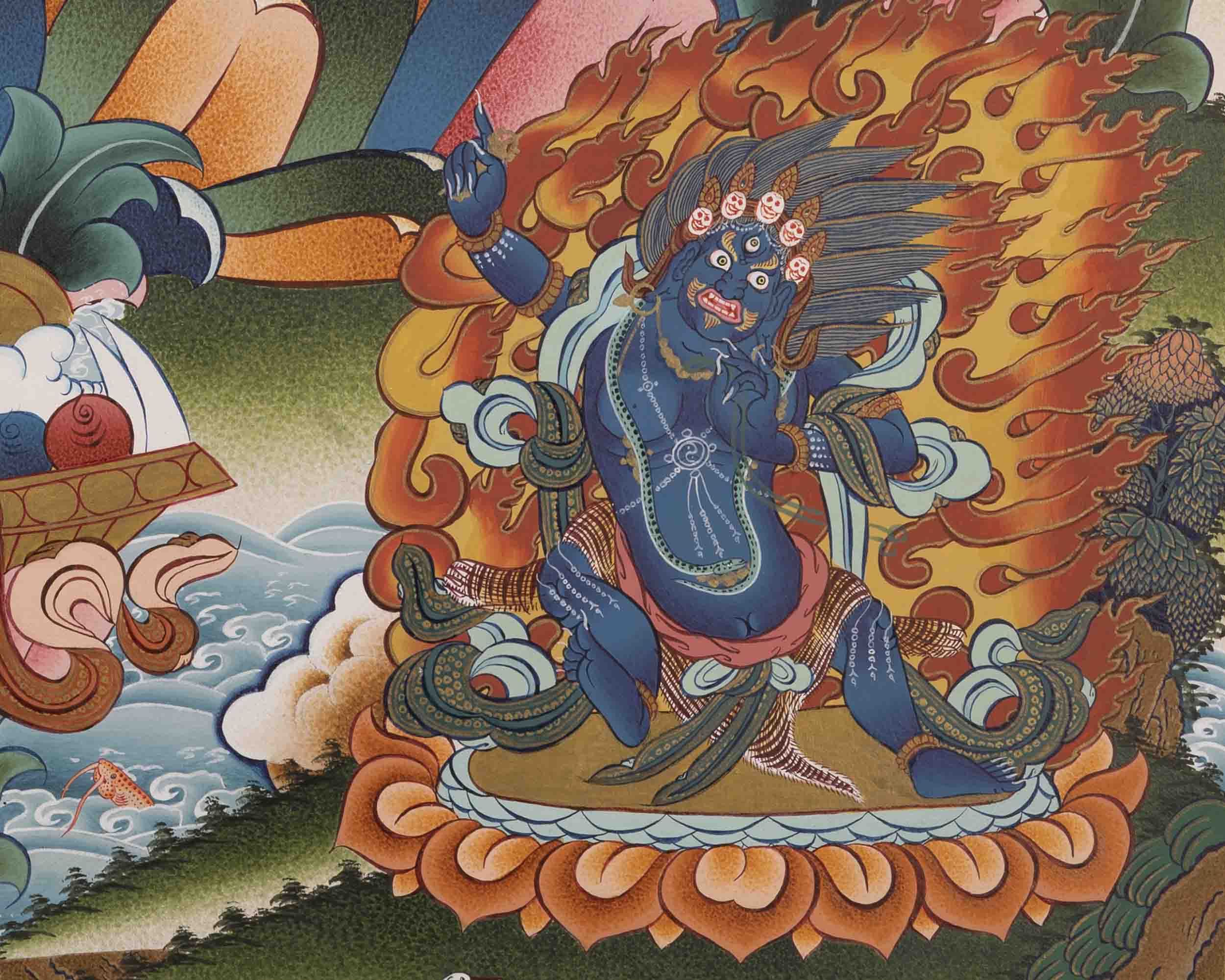 Handpainted Avalokiteshvara Chengrezig  | Yoga Meditation Canvas Art