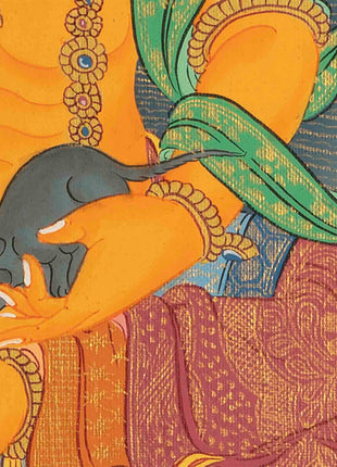 Dzambala Kubera Thangka | Traditional Buddhist Art | Wall Decors
