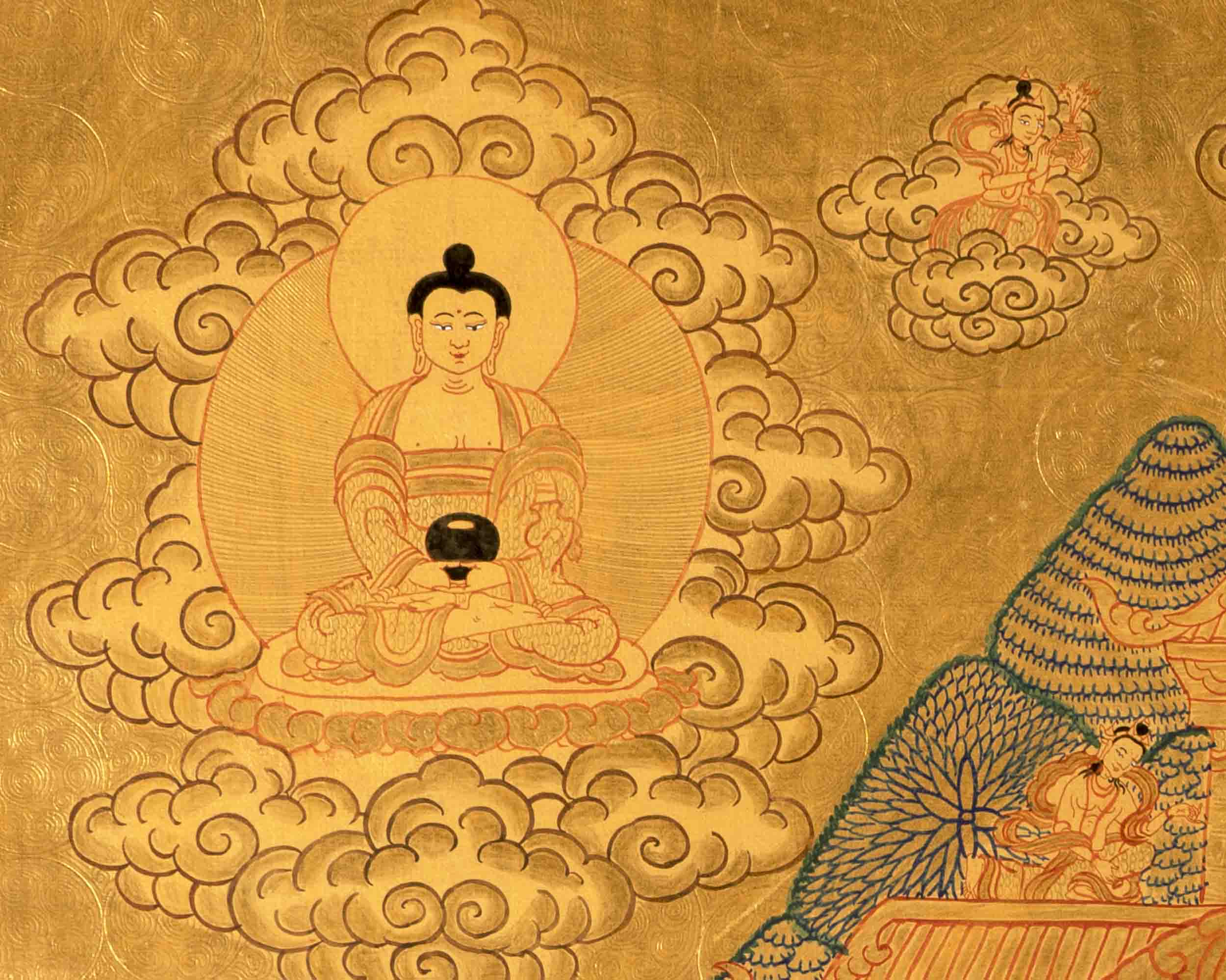 Maitreya Buddha Thangka | Religious Buddhist Painting